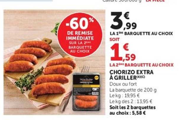 -60% DE REMISE IMMÉDIATE SUR LA 2ÈME BARQUETTE AU CHOIX
