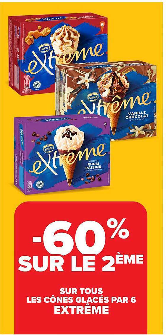 -60% SUR LE 2ÈME SUR TOUS LES CÔNES GLACÉS PAR 6 EXTRÊME