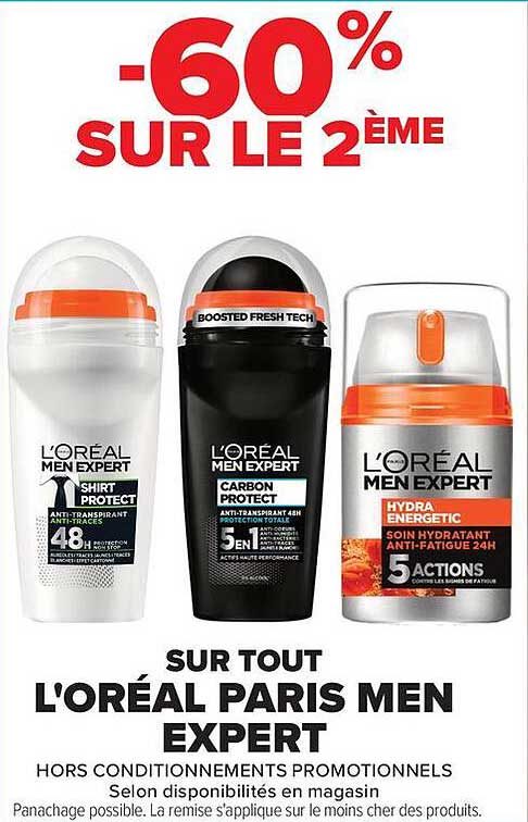 -60% SUR LE 2ÈME SUR TOUT L'ORÉAL PARIS MEN EXPERT