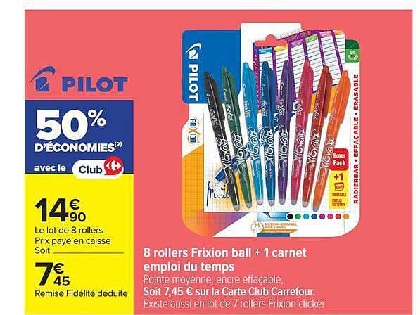 8 rollers FriXion ball + 1 carnet emploi du temps