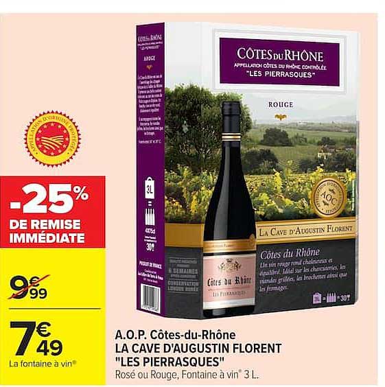 A.O.P. Côtes-du-Rhône LA CAVE D'AUGUSTIN FLORENT "LES PIERRASQUES"