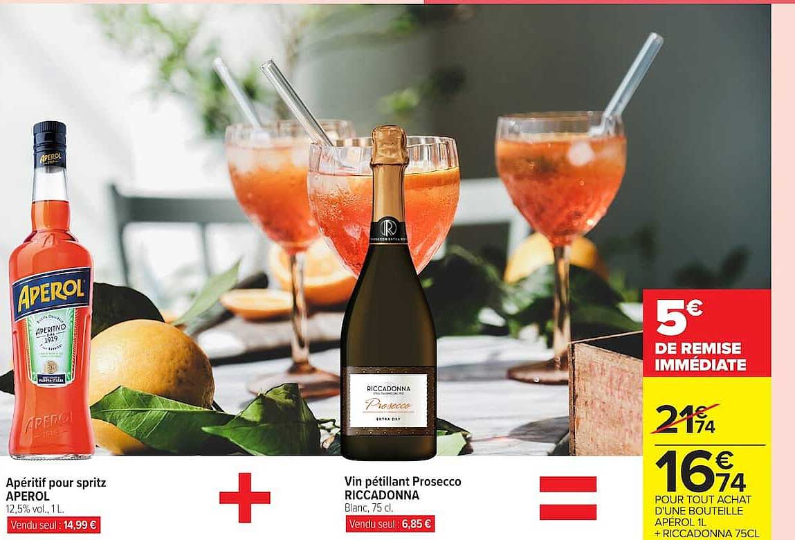 Apéritif pour spritz APEROL + Vin pétillant Prosecco RICCADONNA