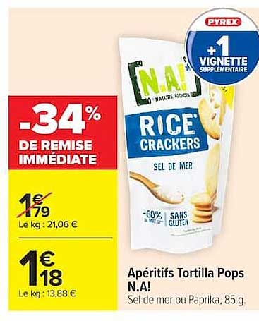 Apéritifs Tortilla Pops N.A! Sel de mer ou Paprika, 85 g