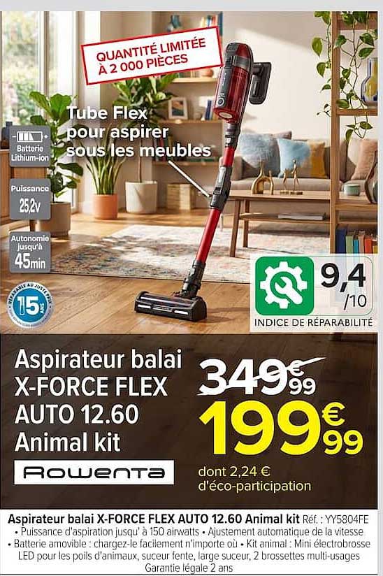 Aspirateur balai X-FORCE FLEX AUTO 12.60 Animal kit