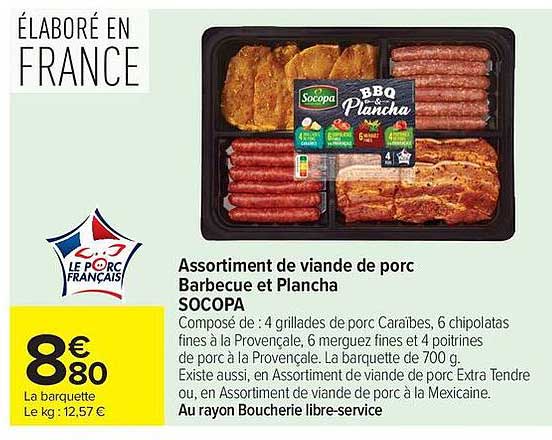 Assortiment de viande de porc Barbecue et Plancha SOCOPA