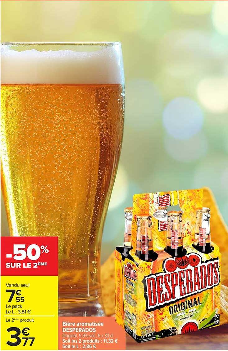 Bière aromatisée DESPERADOS Original, 5,9% vol. 6 x 33 cl