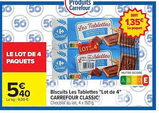Biscuits Les Tablettes "Lot de 4" CARREFOUR CLASSIC!