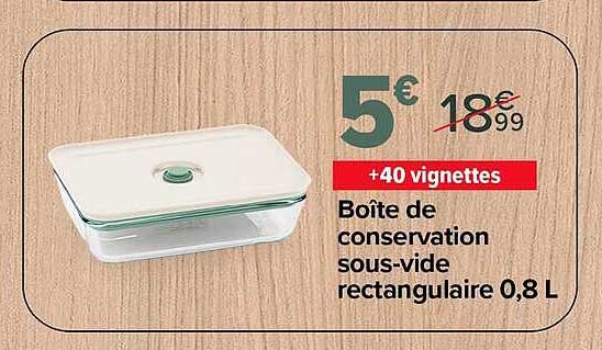 Boîte de conservation sous-vide rectangulaire 0,8 L