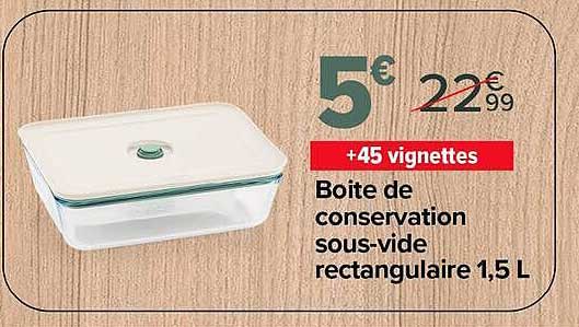 Boite de conservation sous-vide rectangulaire 1.5 L