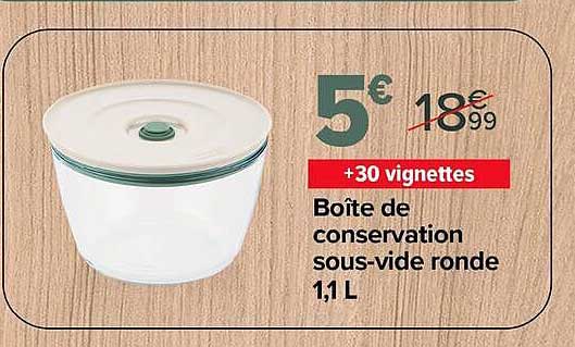 Boîte de conservation sous-vide ronde 1,1 L