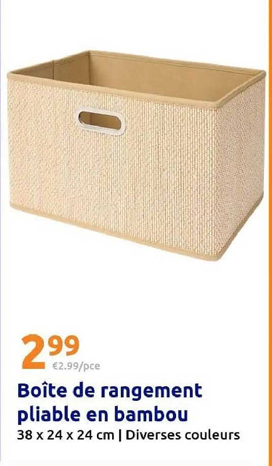 Boîte de rangement pliable en bambou