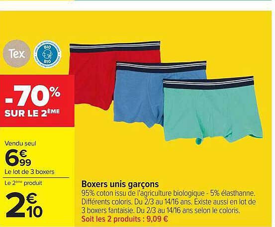 Boxers unis garçons