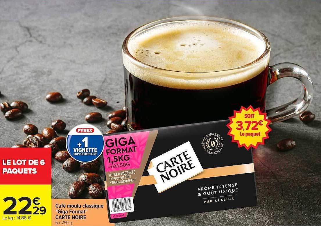 Café moulu classique "Giga Format" CARTE NOIRE 6 x 250 g