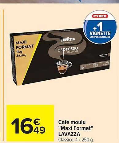 Café moulu "Maxi Format" LAVAZZA Classico, 4 x 250 g.