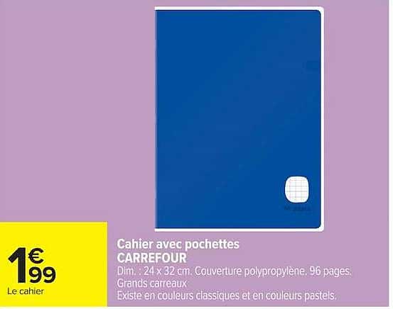 Cahier avec pochettes CARREFOUR