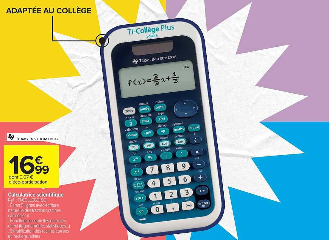 Calculatrice scientifique TI-Collège Plus Solaire