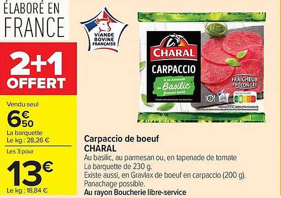 Carpaccio de boeuf CHARAL