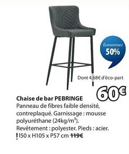 Chaise de bar PEBRINGE