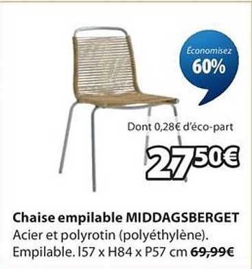 Chaise empilable MIDDAGSBERGET