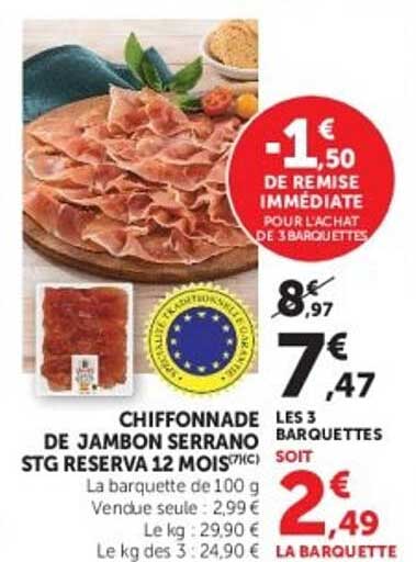 CHIFFONNADE DE JAMBON SERRANO STG RESERVA 12 MOIS