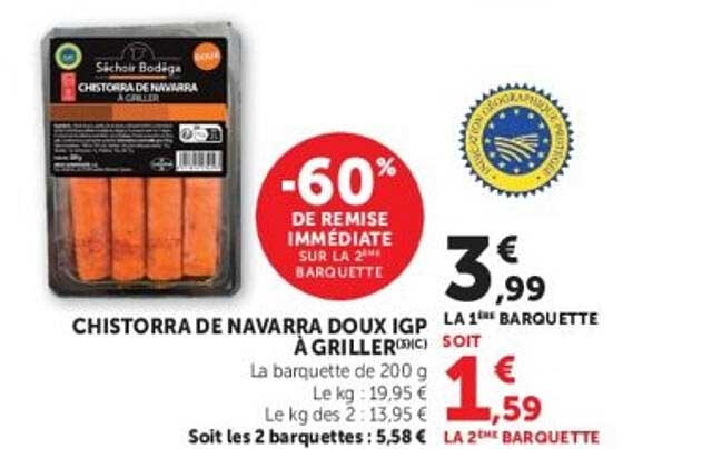 CHISTORRA DE NAVARRA DOUX IGP À GRILLER
