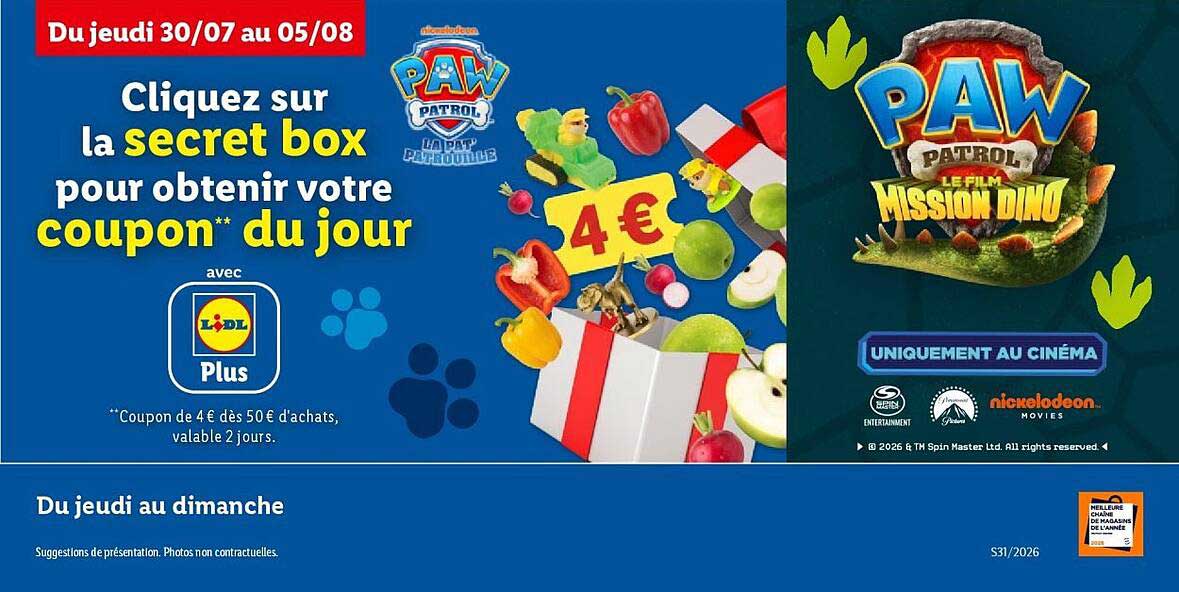 Cliquez sur la secret box pour obtenir votre coupon** du jour