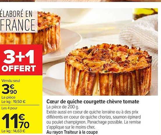 Cœur de quiche courgette chèvre tomate