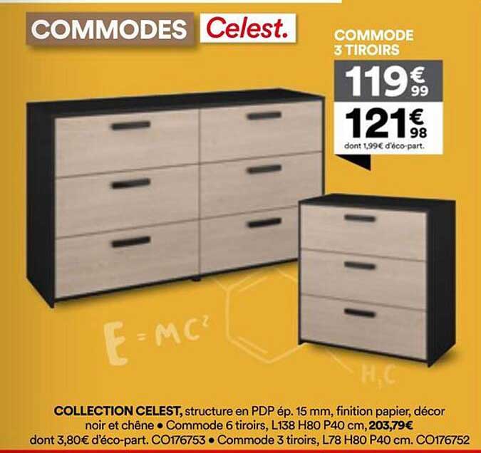 COMMODES Celest. COMMODE 3 TIROIRS