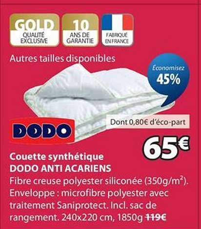 Couette synthétique DODO ANTACARIENS
