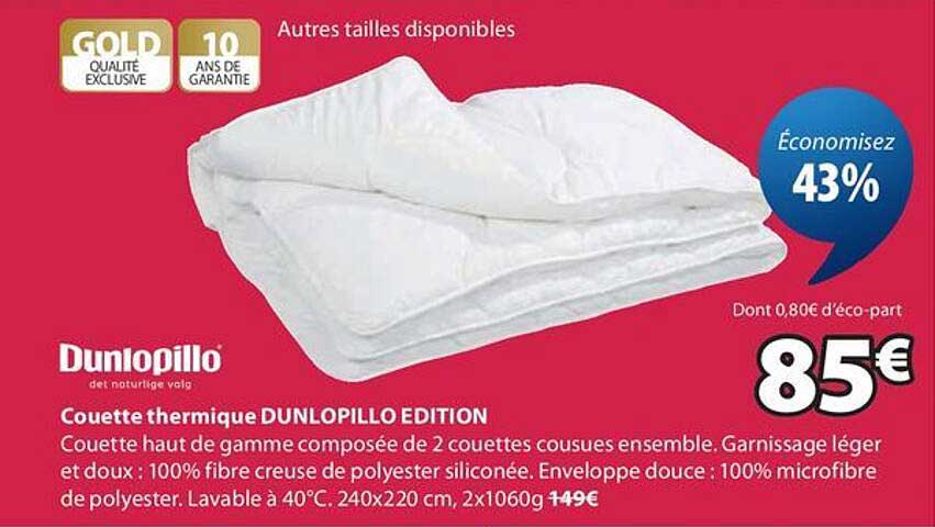 Couette thermique DUNLOPILLO EDITION
