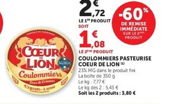 COULOMMIERS PASTEURISE COEUR DE LION