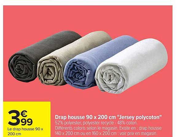 Drap housse 90 x 200 cm "Jersey polycoton"
