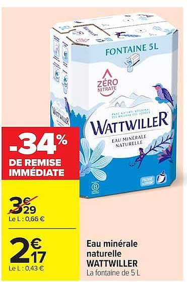 Eau minérale naturelle WATTWILLER La fontaine de 5 L