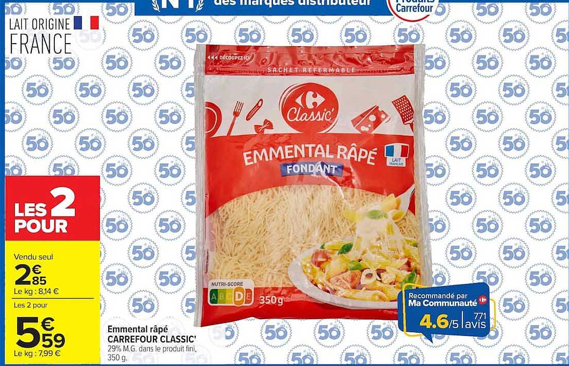 Emmental râpé CARREFOUR CLASSIC'