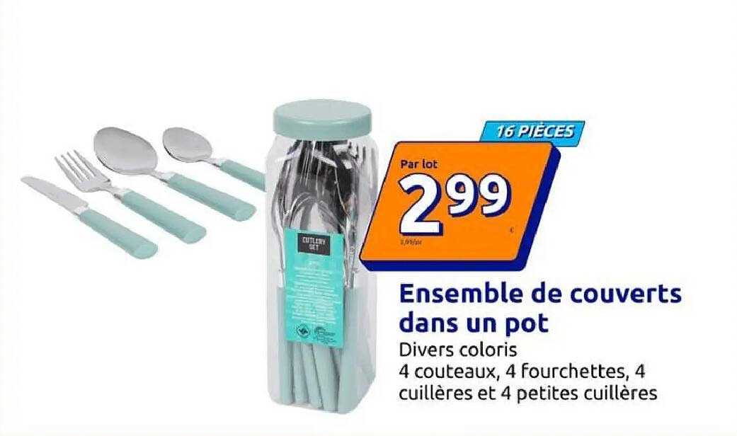 Ensemble de couverts dans un pot