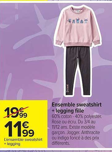Ensemble sweatshirt + legging fille