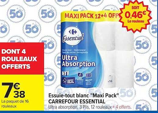 ESSUIE-TOUT BLANC "MAXI PACK" CARREFOUR ESSENTIAL