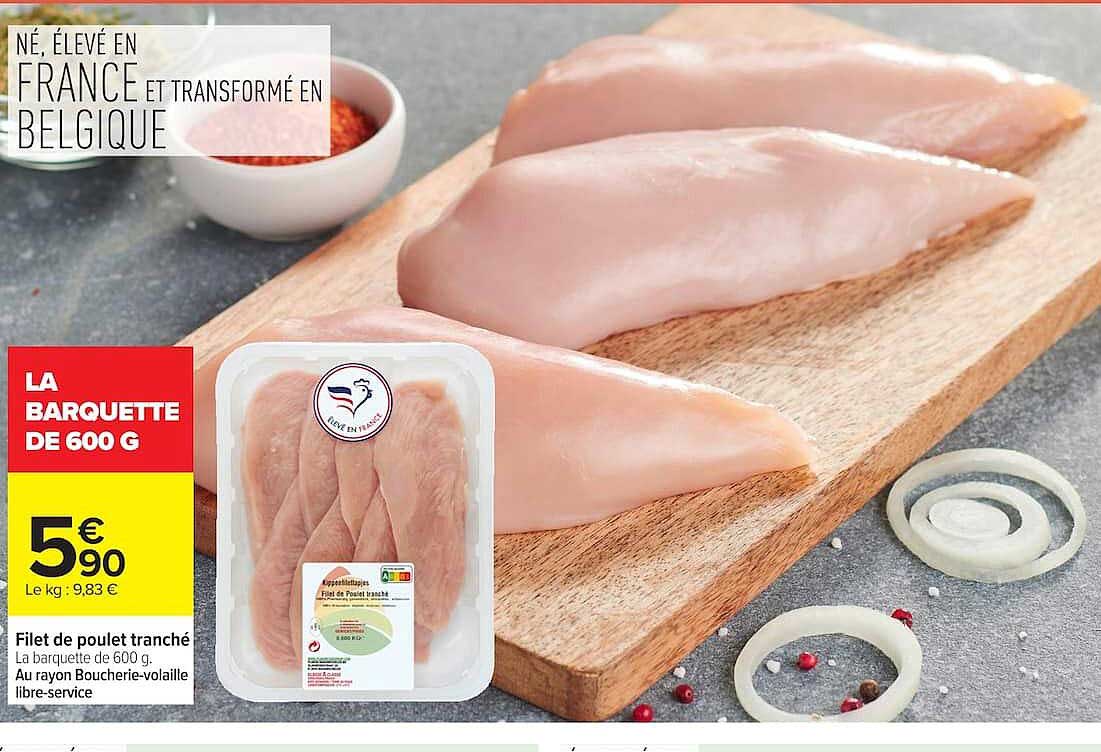 Filet de poulet tranché