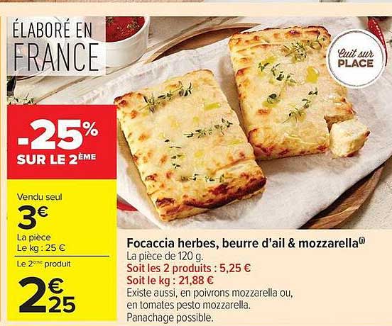 Focaccia herbes, beurre d'ail & mozzarella