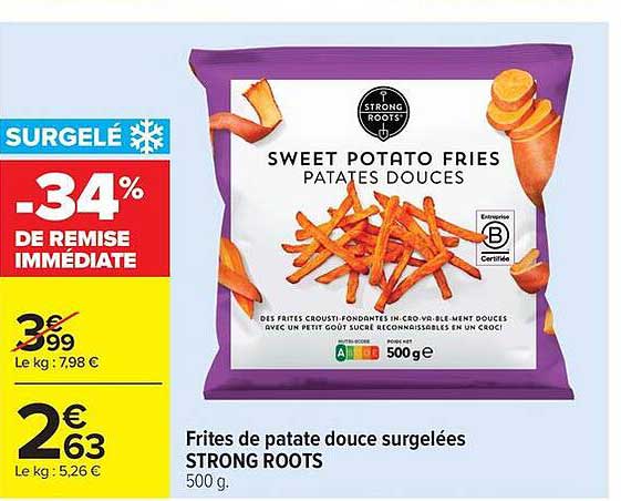 Frites de patate douce surgelées STRONG ROOTS 500 g