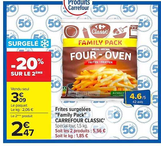 Frites surgelées "Family Pack" CARREFOUR CLASSIC'