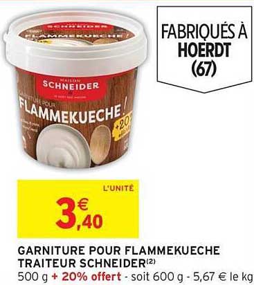 GARNITURE POUR FLAMMEKUECHE TRAITEUR SCHNEIDER
