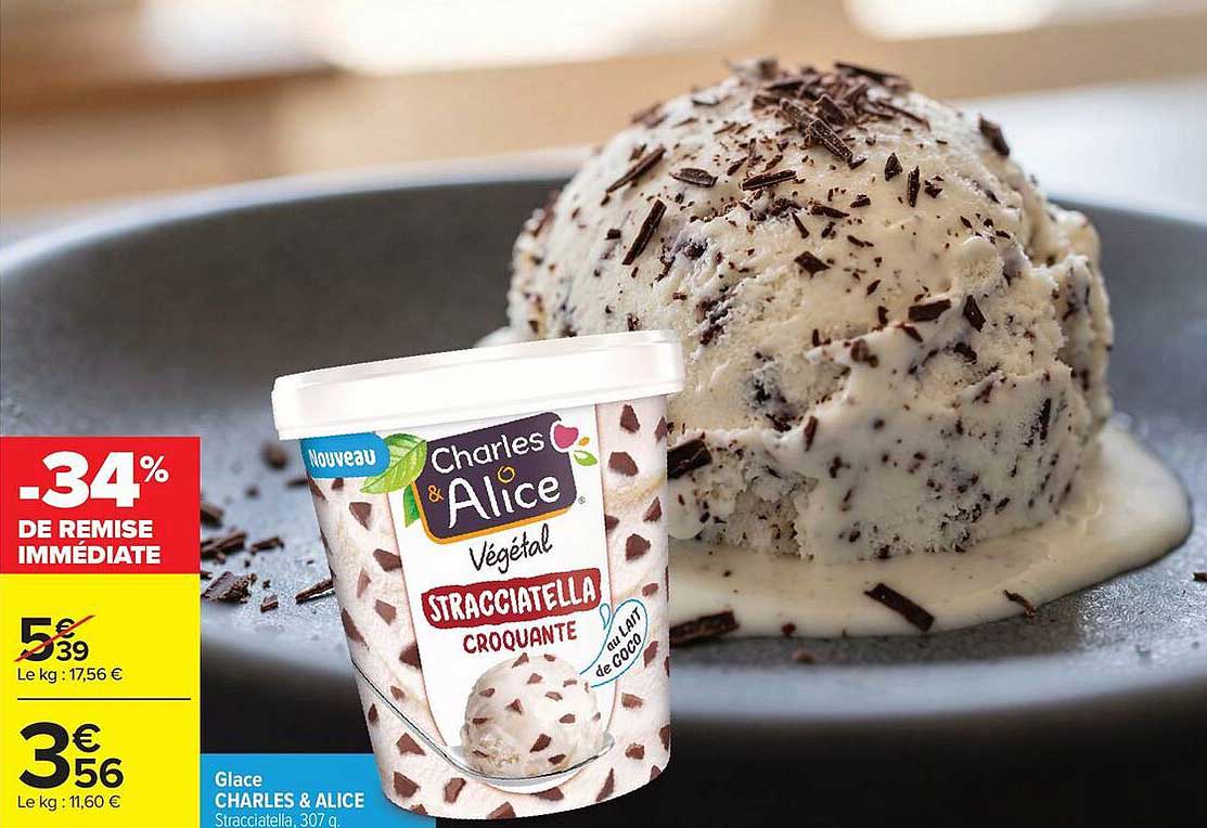 Glace CHARLES & ALICE Stracciatella, 307 g