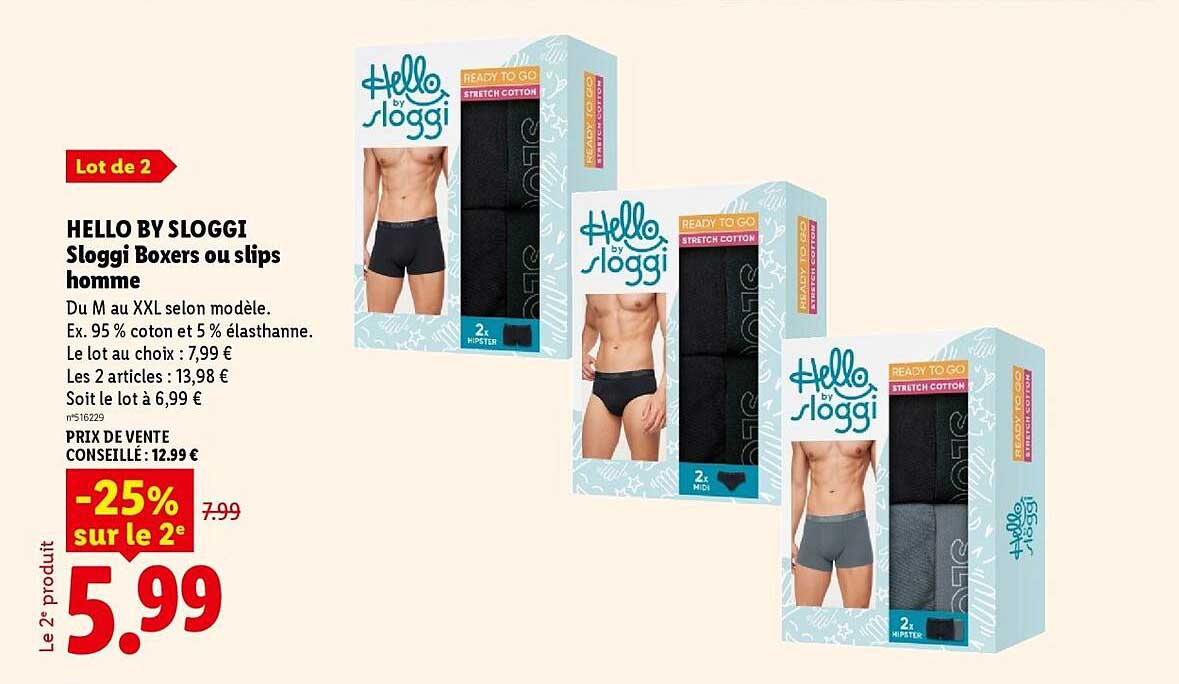 HELLO BY SLOGGI Sloggi Boxers ou slips homme