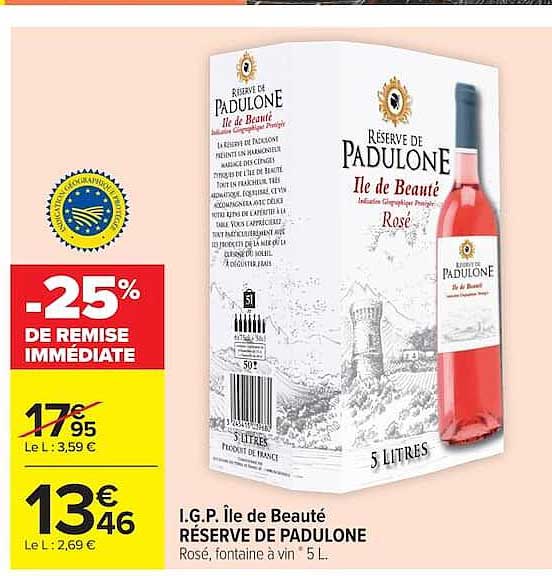 I.G.P. Île de Beauté RÉSERVE DE PADULONE Rosé, fontaine à vin 5 L