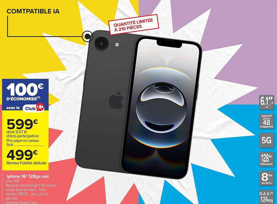 iPhone 16* 128go noir