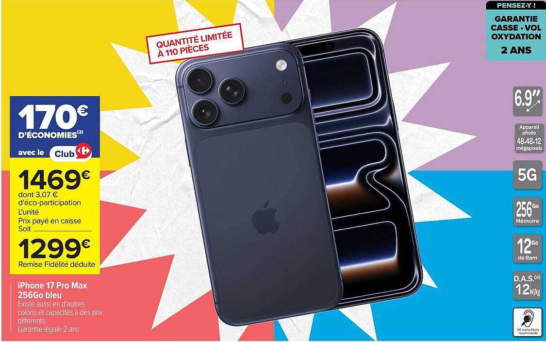 iPhone 17 Pro Max 256Go bleu