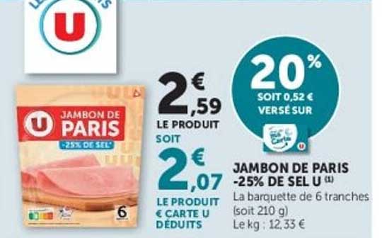 JAMBON DE PARIS -25% DE SEL U