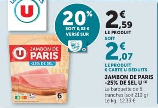 JAMBON DE PARIS -25% DE SEL U