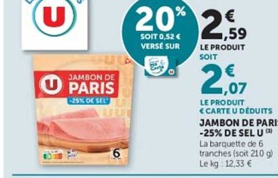 JAMBON DE PARIS -25% DE SEL U